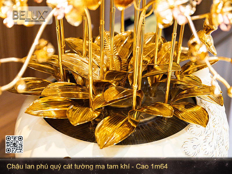 Chậu Lan Phú Quý Cát Tường Mạ Tam Khí Cao 1m64